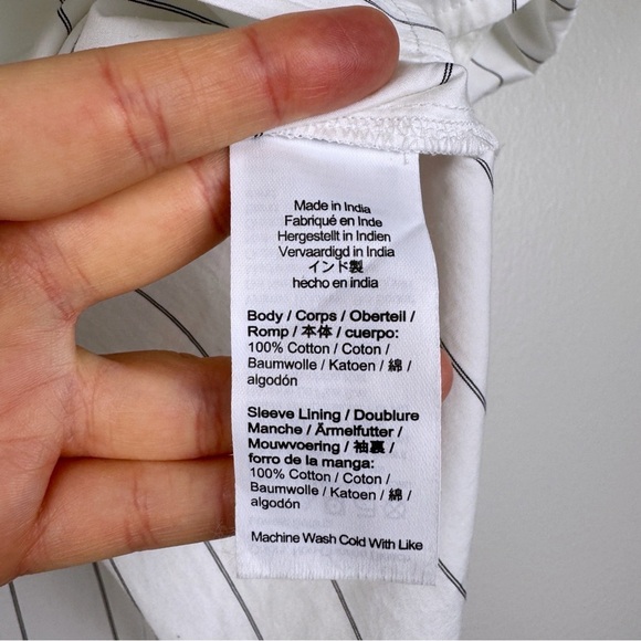 Madewell Shirred Bubble-Sleeve Button-Up Shirt Stripes White Size S NWT - Picture 8 of 8